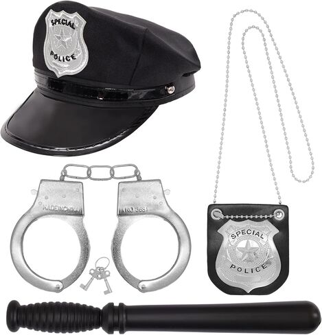 Police Costume Accessories Hat Policeman Badge Cop Handcuffs Swat Police Officer Theme Party Halloween Cosplay in Saudi Arabia