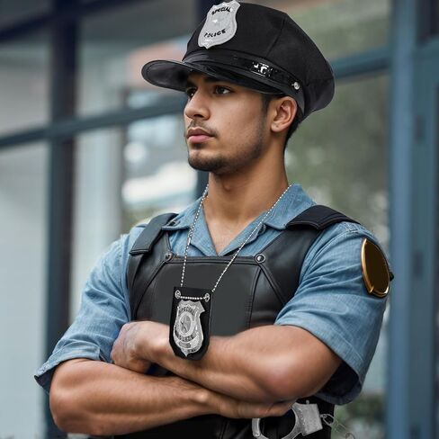 Police Costume Accessories Hat Policeman Badge Cop Handcuffs Swat Police Officer Theme Party Halloween Cosplay in Saudi Arabia
