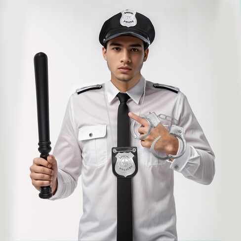 Police Costume Accessories Hat Policeman Badge Cop Handcuffs Swat Police Officer Theme Party Halloween Cosplay in Saudi Arabia