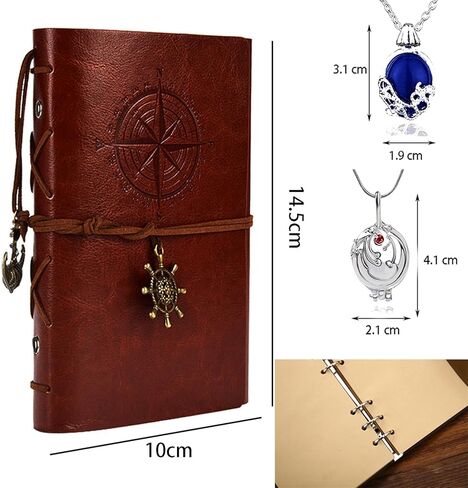 Vampire Katherine Jewelry Set Leather Journal Writing Notebook Elena Gilbert Opening Vervain Locket Necklace for Women Men Halloween Costume Cosplay Movie Props 3 Pcs in Saudi Arabia