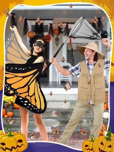 3 Pcs Work Fishing Vest with Hat Insect and Butterfly Net Men's Safari Costume Hunting Waistcoat Fsherman Costume in Saudi Arabia