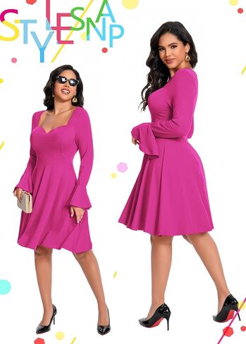فستان نادي Bodycon بأكمام طويلة مكشكش لعيد الحب للسيدات in Saudi Arabia