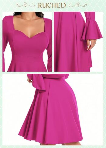 فستان نادي Bodycon بأكمام طويلة مكشكش لعيد الحب للسيدات in Saudi Arabia