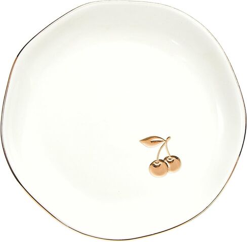 InnoBeta Cherry Gifts for Her - 4.75" Handcrafted Ceramic Ring Dish with Gold Trim, Decorative Trinket Dish for Rings Earrings Necklaces in Saudi Arabia