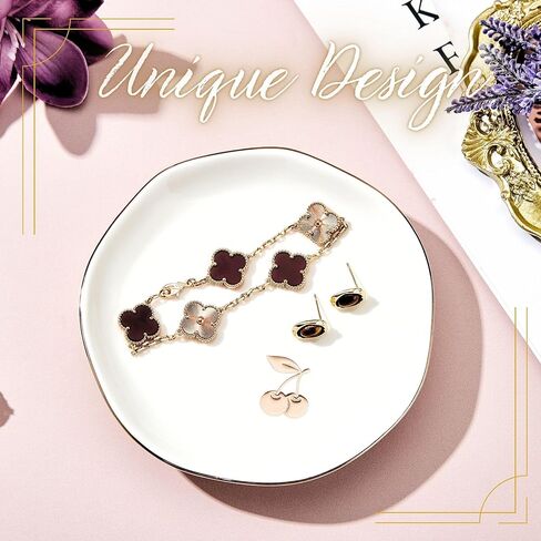 InnoBeta Cherry Gifts for Her - 4.75" Handcrafted Ceramic Ring Dish with Gold Trim, Decorative Trinket Dish for Rings Earrings Necklaces in Saudi Arabia