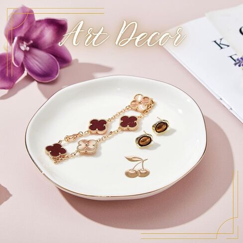 InnoBeta Cherry Gifts for Her - 4.75" Handcrafted Ceramic Ring Dish with Gold Trim, Decorative Trinket Dish for Rings Earrings Necklaces in Saudi Arabia