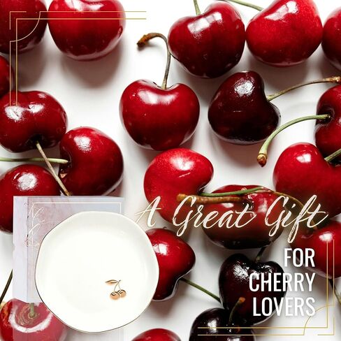 InnoBeta Cherry Gifts for Her - 4.75" Handcrafted Ceramic Ring Dish with Gold Trim, Decorative Trinket Dish for Rings Earrings Necklaces in Saudi Arabia