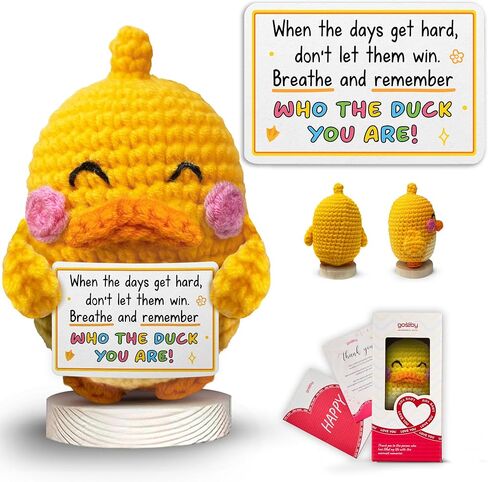 Gossby Positive Duck Crochet - تنفس وتذكر من أنت البطة - هدية ملهمة للنساء والرجال - عيد الميلاد، عيد الميلاد، الدعم العاطفي، هدية طاقة إيجابية لصديق، زملاء العمل in Kuwait