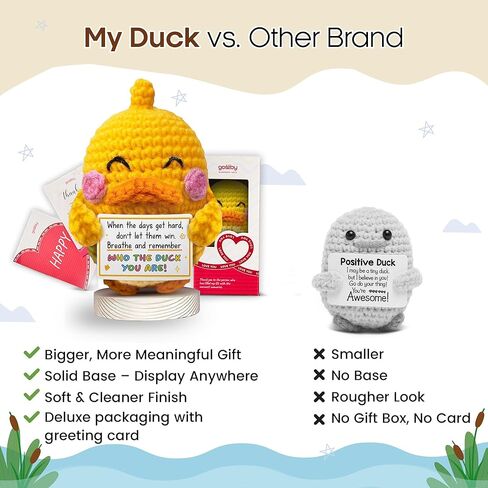 Gossby Positive Duck Crochet - تنفس وتذكر من أنت البطة - هدية ملهمة للنساء والرجال - عيد الميلاد، عيد الميلاد، الدعم العاطفي، هدية طاقة إيجابية لصديق، زملاء العمل in Kuwait
