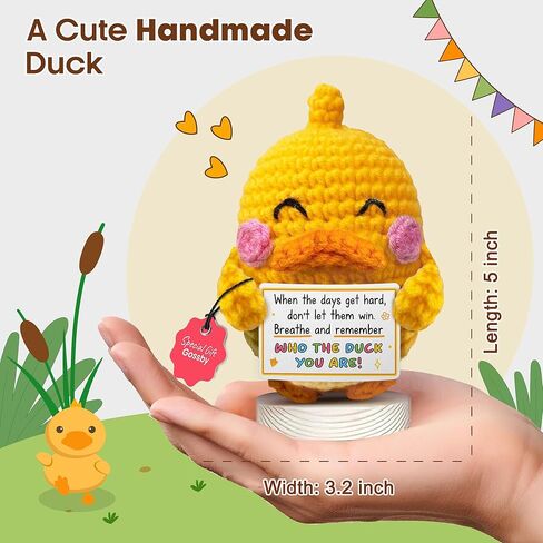 Gossby Positive Duck Crochet - تنفس وتذكر من أنت البطة - هدية ملهمة للنساء والرجال - عيد الميلاد، عيد الميلاد، الدعم العاطفي، هدية طاقة إيجابية لصديق، زملاء العمل in Kuwait