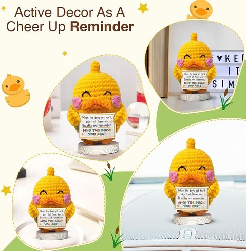 Gossby Positive Duck Crochet - تنفس وتذكر من أنت البطة - هدية ملهمة للنساء والرجال - عيد الميلاد، عيد الميلاد، الدعم العاطفي، هدية طاقة إيجابية لصديق، زملاء العمل in Kuwait