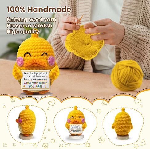 Gossby Positive Duck Crochet - تنفس وتذكر من أنت البطة - هدية ملهمة للنساء والرجال - عيد الميلاد، عيد الميلاد، الدعم العاطفي، هدية طاقة إيجابية لصديق، زملاء العمل in Kuwait
