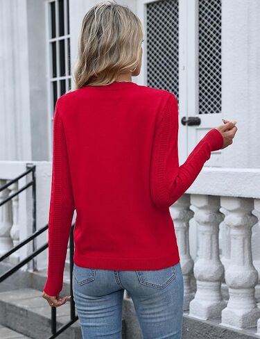 Ivicoer Womens Sweaters V Neck Long Sleeve Pullover Tops Hollow Out Fall Outfits Fashion Clothing 2025 in Saudi Arabia