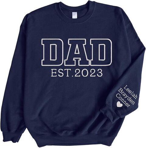 NAZENTI Custom Embroidered Grandpa Dad Sweatshirt with Kids Name on Sleeve, Christmas Fathers Day Shirt Gifts for Dad Grandpa in Saudi Arabia