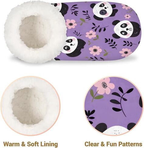 شباشب للنساء على شكل زهرة الباندا، شبشب منزلي دافئ ناعم ومريح مع ظهر مغلق غامض ومضاد للانزلاق ونعل إسفنجي ميموري غير قابل للانزلاق لغرفة النوم الداخلية أحذية الشتاء للسيدات مقاس متوسط ​​7-8 in Kuwait