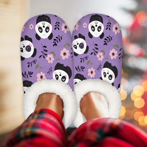 شباشب للنساء على شكل زهرة الباندا، شبشب منزلي دافئ ناعم ومريح مع ظهر مغلق غامض ومضاد للانزلاق ونعل إسفنجي ميموري غير قابل للانزلاق لغرفة النوم الداخلية أحذية الشتاء للسيدات مقاس متوسط ​​7-8 in Kuwait