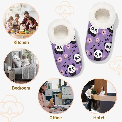شباشب للنساء على شكل زهرة الباندا، شبشب منزلي دافئ ناعم ومريح مع ظهر مغلق غامض ومضاد للانزلاق ونعل إسفنجي ميموري غير قابل للانزلاق لغرفة النوم الداخلية أحذية الشتاء للسيدات مقاس متوسط ​​7-8 in Kuwait