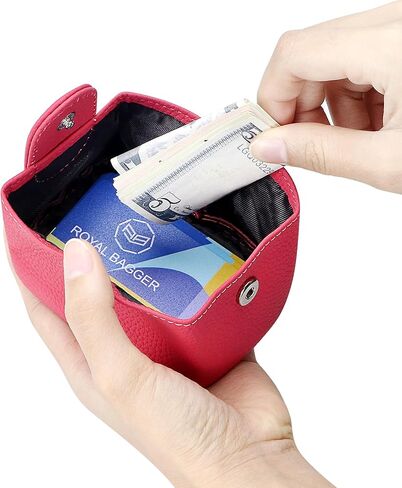 Royal Bagger RFID Mini Genuine Cow Leather Coin Purse for Women - Small Wallet Pouch for Keys, Earphones & Essentials 5603 (Watermelon Red) in Saudi Arabia