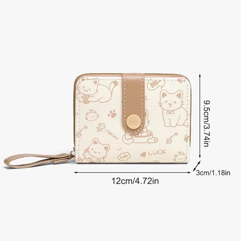 Cat Wallet Cute Small PU Wallet Card Holder Coin Purse With ID Window For Women in Saudi Arabia