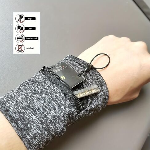 1pc Fashion Unisex Wrist Wallet Bag - Zipper Closure, Adjustable Strap & Multiple Card Slots for Gym, Running, Cycling in Saudi Arabia