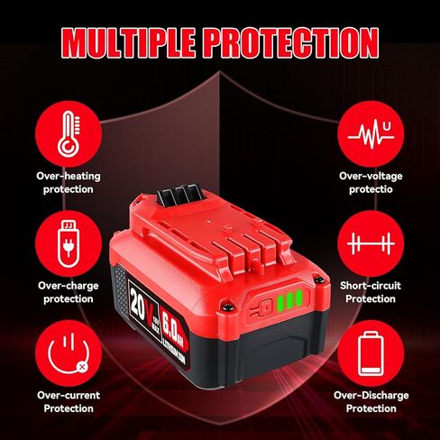MANUFER 2 Pack 6.0Ah 20V V20 Lithium-ion Battery Replacement for Craftsman 20V Battery CMCB202 CMCB204 CMCB205 CMCB206 CMCB204-2 CMCB202-2 Cordless Power Tools in Saudi Arabia