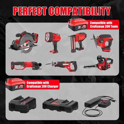 MANUFER 2 Pack 6.0Ah 20V V20 Lithium-ion Battery Replacement for Craftsman 20V Battery CMCB202 CMCB204 CMCB205 CMCB206 CMCB204-2 CMCB202-2 Cordless Power Tools in Saudi Arabia