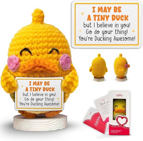 Gossby Positive Duck Crochet - تنفس وتذكر من أنت البطة - هدية ملهمة للنساء والرجال - عيد الميلاد، عيد الميلاد، الدعم العاطفي، هدية طاقة إيجابية لصديق، زملاء العمل in Kuwait
