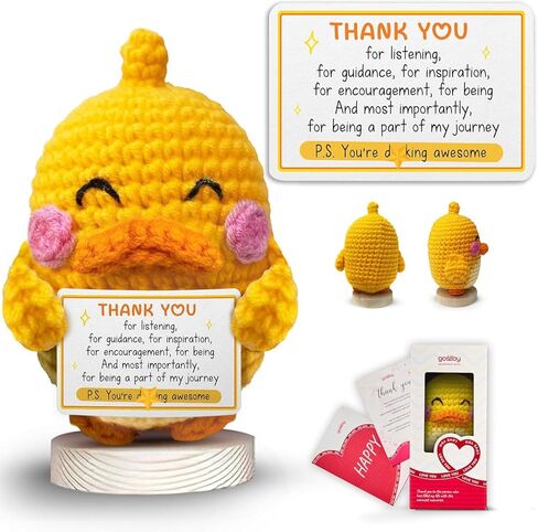 Gossby Positive Duck Crochet - تنفس وتذكر من أنت البطة - هدية ملهمة للنساء والرجال - عيد الميلاد، عيد الميلاد، الدعم العاطفي، هدية طاقة إيجابية لصديق، زملاء العمل in Kuwait