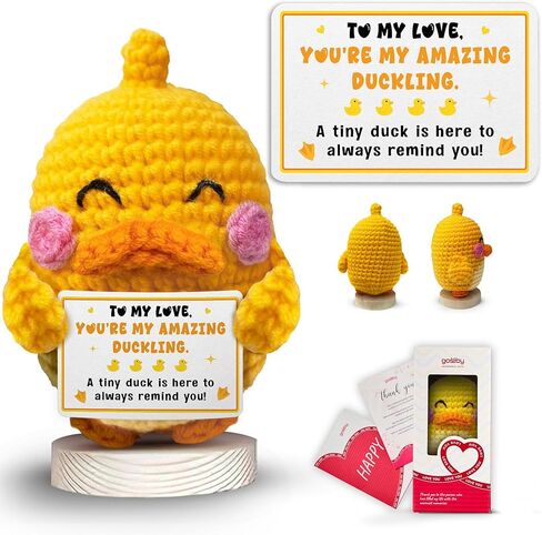 Gossby Positive Duck Crochet - تنفس وتذكر من أنت البطة - هدية ملهمة للنساء والرجال - عيد الميلاد، عيد الميلاد، الدعم العاطفي، هدية طاقة إيجابية لصديق، زملاء العمل in Kuwait