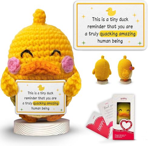 Gossby Positive Duck Crochet - تنفس وتذكر من أنت البطة - هدية ملهمة للنساء والرجال - عيد الميلاد، عيد الميلاد، الدعم العاطفي، هدية طاقة إيجابية لصديق، زملاء العمل in Kuwait