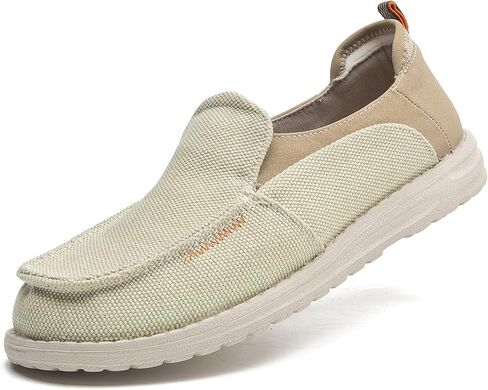 Men's Canvas Slip on Shoes Casual Hands Free Loafers Breathable Stretch Easy Walking Slip-Ons Lightweight Soft Boat Shoes in Saudi Arabia