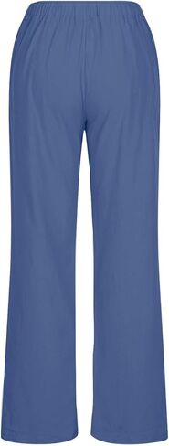 Womens Linen Palazzo Pants Elastic Waist Wide Leg Pants Summer Loose Casual Beach Flowy Trousers with Pockets in Saudi Arabia