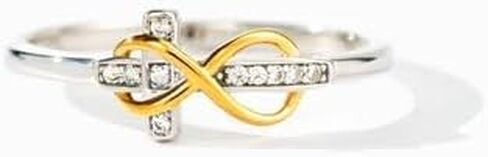 Infinity Cross Ring for Women | Adjustable Sterling Silver Faith Ring with 18K Gold Plating & Cubic Zirconia | Christian Jewelry Gift for Woman, Girls of Faith | Baptism, or Confirmation Gift | You Are Loved Jewelry in Saudi Arabia