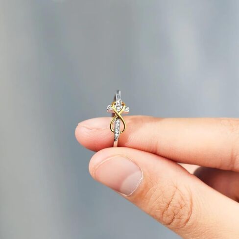 Infinity Cross Ring for Women | Adjustable Sterling Silver Faith Ring with 18K Gold Plating & Cubic Zirconia | Christian Jewelry Gift for Woman, Girls of Faith | Baptism, or Confirmation Gift | You Are Loved Jewelry in Saudi Arabia