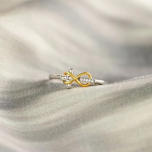 Infinity Cross Ring for Women | Adjustable Sterling Silver Faith Ring with 18K Gold Plating & Cubic Zirconia | Christian Jewelry Gift for Woman, Girls of Faith | Baptism, or Confirmation Gift | You Are Loved Jewelry in Saudi Arabia