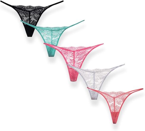 Sexy G-string Thong Panty Underwear Pack of 5 (Large, T-string)Assorted in Saudi Arabia