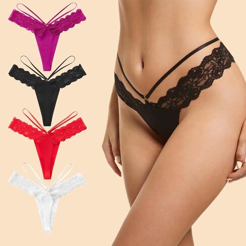 Womens Thong Underwear, Sexy Panties for Women, Lace Bikini No Show Ladies G String Thongs Breathable Comfortable in Saudi Arabia