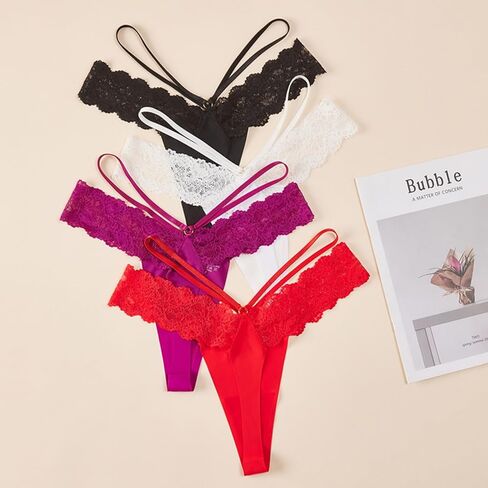 Womens Thong Underwear, Sexy Panties for Women, Lace Bikini No Show Ladies G String Thongs Breathable Comfortable in Saudi Arabia