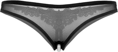 Women Pearl Lace Beads Lace Panties Erotic Thong Lingerie Underwear Black in Saudi Arabia