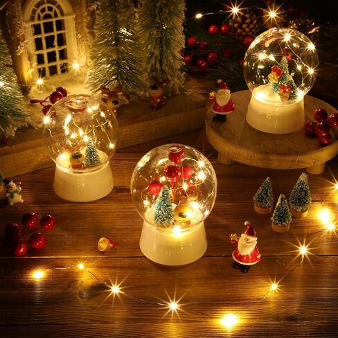 Capoda 10 حزمة عيد الميلاد DIY سنو غلوب عدة مع عيد الميلاد LED البلاستيك كرات الثلج الاصطناعية البسيطة شجرة عيد الميلاد ثلج سانتا الغزلان عطلة الحرفية مجموعة لزينة الشتاء والهدايا in Saudi Arabia
