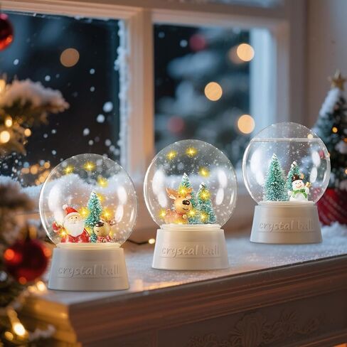 Capoda 10 حزمة عيد الميلاد DIY سنو غلوب عدة مع عيد الميلاد LED البلاستيك كرات الثلج الاصطناعية البسيطة شجرة عيد الميلاد ثلج سانتا الغزلان عطلة الحرفية مجموعة لزينة الشتاء والهدايا in Saudi Arabia