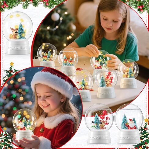 Capoda 10 حزمة عيد الميلاد DIY سنو غلوب عدة مع عيد الميلاد LED البلاستيك كرات الثلج الاصطناعية البسيطة شجرة عيد الميلاد ثلج سانتا الغزلان عطلة الحرفية مجموعة لزينة الشتاء والهدايا in Saudi Arabia