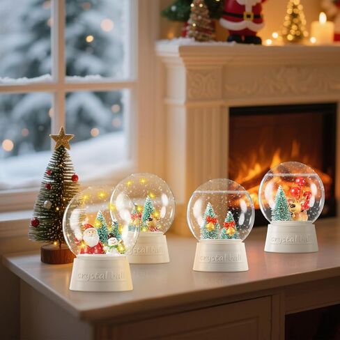 Capoda 10 حزمة عيد الميلاد DIY سنو غلوب عدة مع عيد الميلاد LED البلاستيك كرات الثلج الاصطناعية البسيطة شجرة عيد الميلاد ثلج سانتا الغزلان عطلة الحرفية مجموعة لزينة الشتاء والهدايا in Saudi Arabia