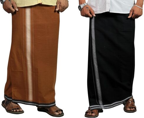 Mens colour Thalapathi border Single dhoti/Size1.28X2.00 mtrs/combo pack of 2 dhoties in Saudi Arabia