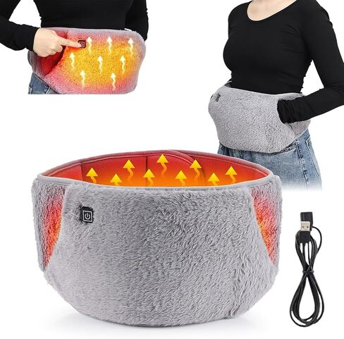 حزام خصر للتدفئة 3 في 1: وسادة تسخين لتهدئة تشنجات الظهر والدورة الشهرية + جهاز تدفئة اليد المحمول، يعمل بمنفذ USB، غلاف حراري قابل للتعديل 3 درجات حرارة للنساء، رمادي in Kuwait