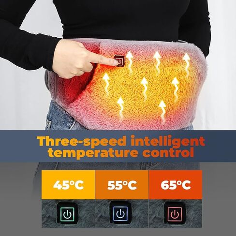3-in-1 Heating Waist Belt: Heating Pad to Soothe Back & Period Cramps + Portable Hand Warmer, USB Powered, 3-Temp Adjustable Heat Wrap for Women, Gray in Saudi Arabia