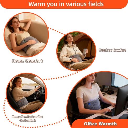 3-in-1 Heating Waist Belt: Heating Pad to Soothe Back & Period Cramps + Portable Hand Warmer, USB Powered, 3-Temp Adjustable Heat Wrap for Women, Gray in Saudi Arabia