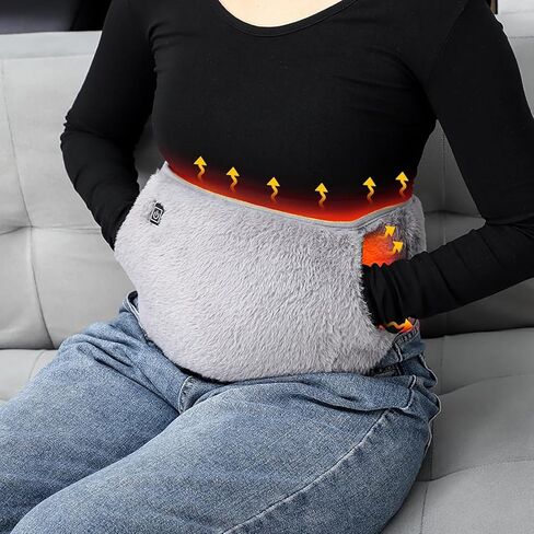 3-in-1 Heating Waist Belt: Heating Pad to Soothe Back & Period Cramps + Portable Hand Warmer, USB Powered, 3-Temp Adjustable Heat Wrap for Women, Gray in Saudi Arabia