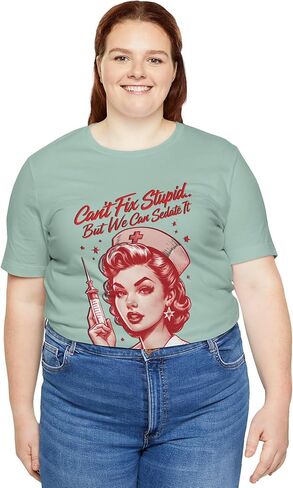 Sassy Nurse T-Shirt - Sedate it, Funny Nursing Top for Medical Pros, Healthcare Humor Apparel, RN Gift Shirt Dusty Blue in Saudi Arabia