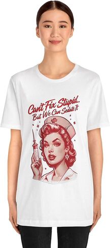 Sassy Nurse T-Shirt - Sedate it, Funny Nursing Top for Medical Pros, Healthcare Humor Apparel, RN Gift Shirt White in Saudi Arabia